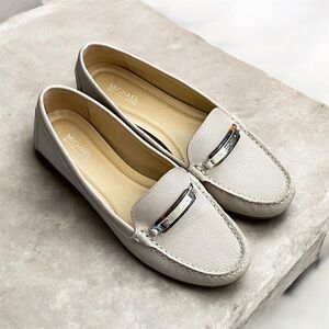 Michael Kors Ivory Pebbled Leather Bit Loafers